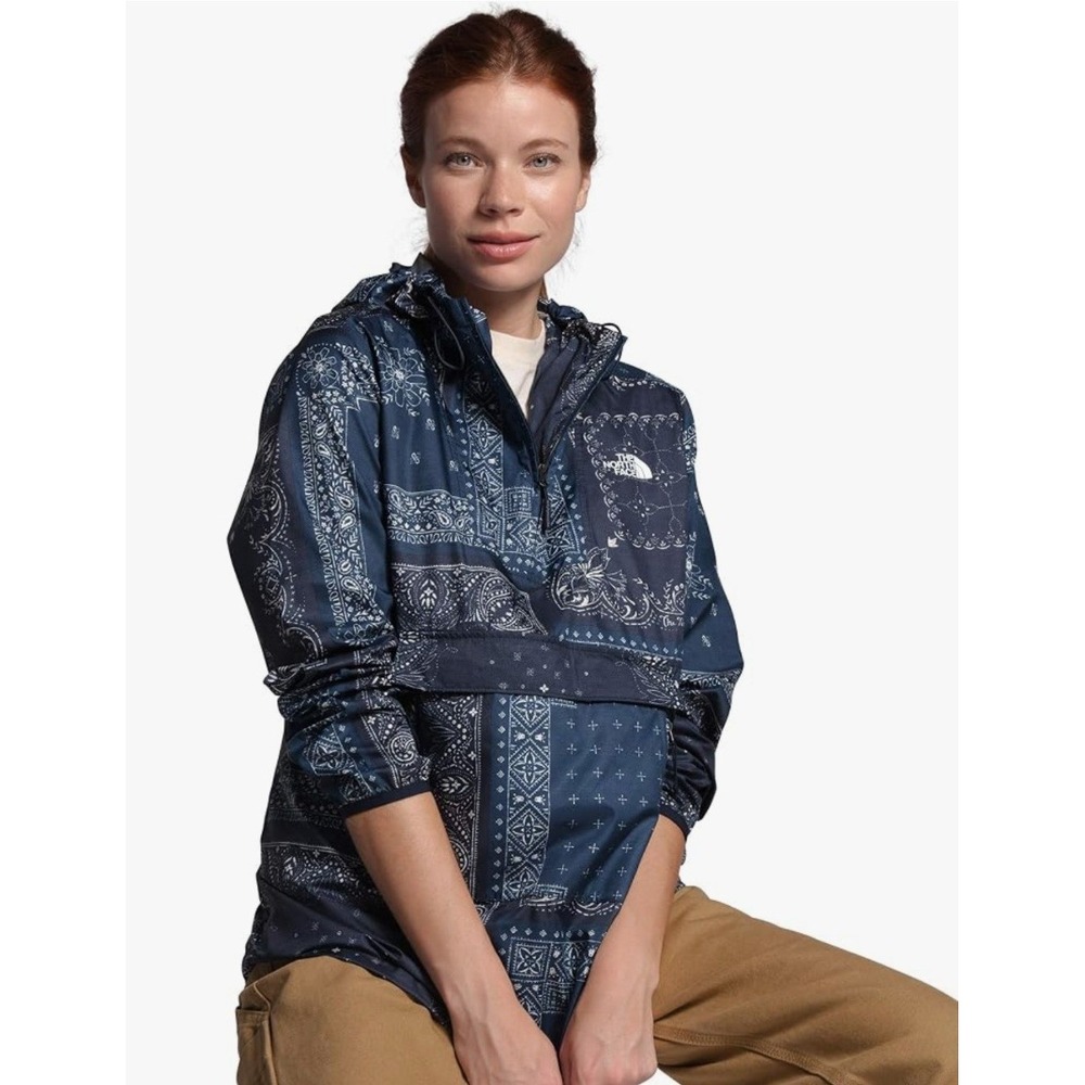 The North Face Fanorak Anorak SZ XL Blue Excellent Bandana Paisley Windbreaker